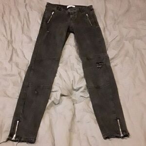 Washed black moto  style skinny jeans